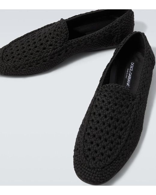 Dolce & Gabbana Black Woven Loafers for men