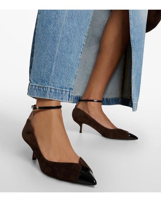 Aquazzura Brown Pinot 50 Suede Pumps