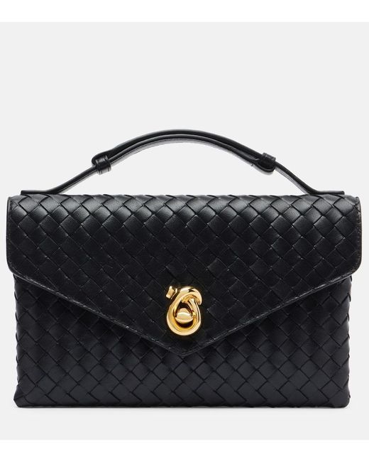 Bottega Veneta Black Knot Lock Intrecciato Leather Tote Bag