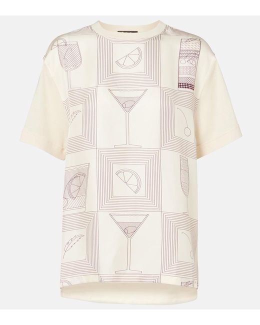Loro Piana White Mazzorbo Printed Silk Jersey T-Shirt