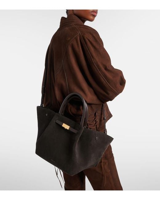 DeMellier London Black New York Midi Suede Tote Bag