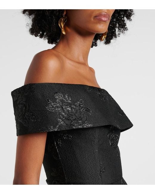 Rebecca Vallance Black Henrietta Brocade Bustier Gown