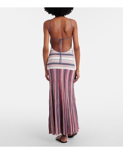 Faithfull The Brand Purple Citara Striped Cotton-Blend Maxi Dress