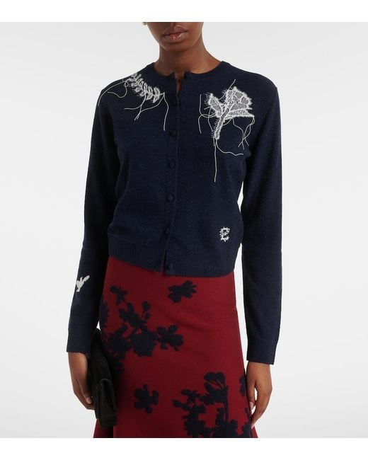 Erdem Blue Embroidered Cardigan