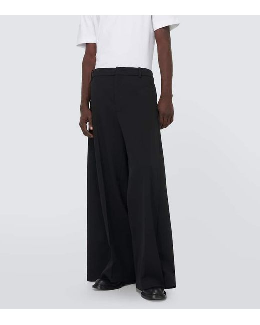 Valentino Black Wool Grisaille Wide-leg Pants for men