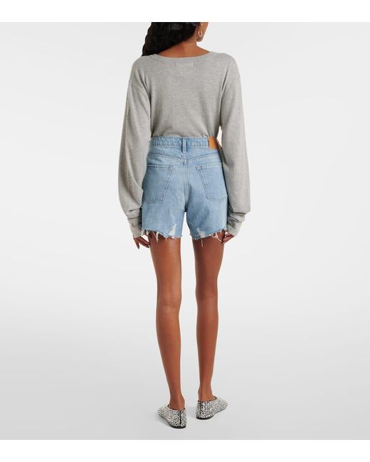7 For All Mankind Blue Distressed Jeansshorts Monroe