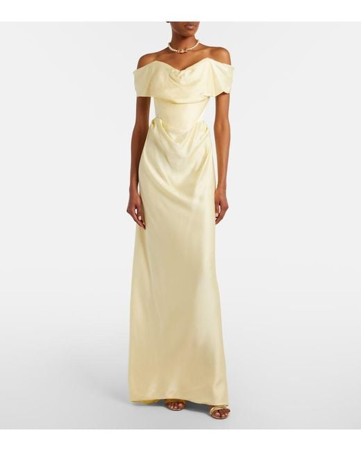 Vivienne Westwood Natural Nova Cocotte Draped Satin Bustier Gown