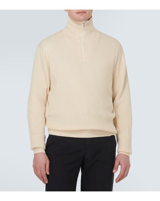 Loro Piana Natural Akan Cashmere And Silk Half-zip Sweater for men