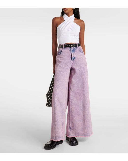 Staud White Kai Smocked Cotton Crop Top