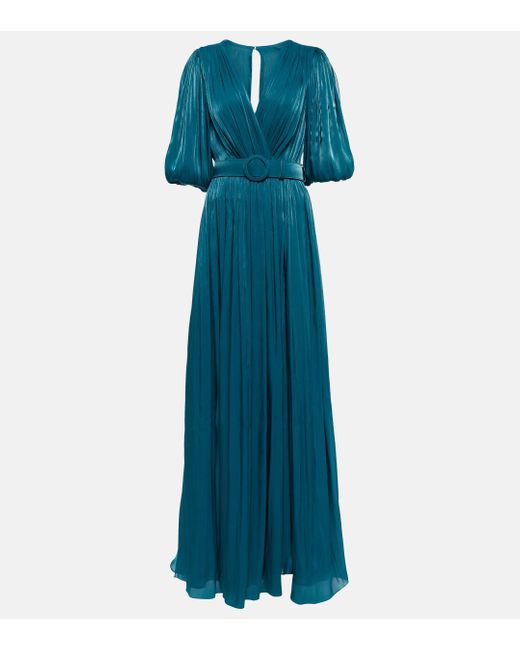 Costarellos Blue Brennie Iridescent Georgette Gown