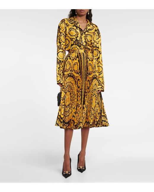 Versace Yellow Printed Silk Shirt