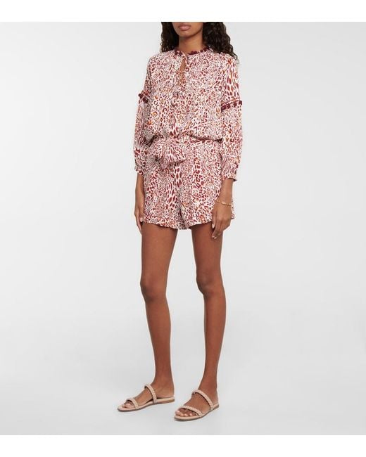 Poupette Red Clara Leopard-print Blouse