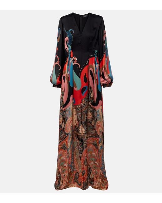 Etro Red Paisley Silk Gown