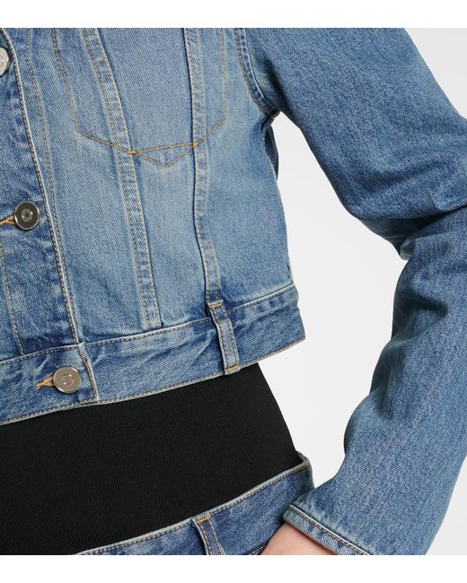 Alaïa Blue Cropped Hooded Denim Jacket
