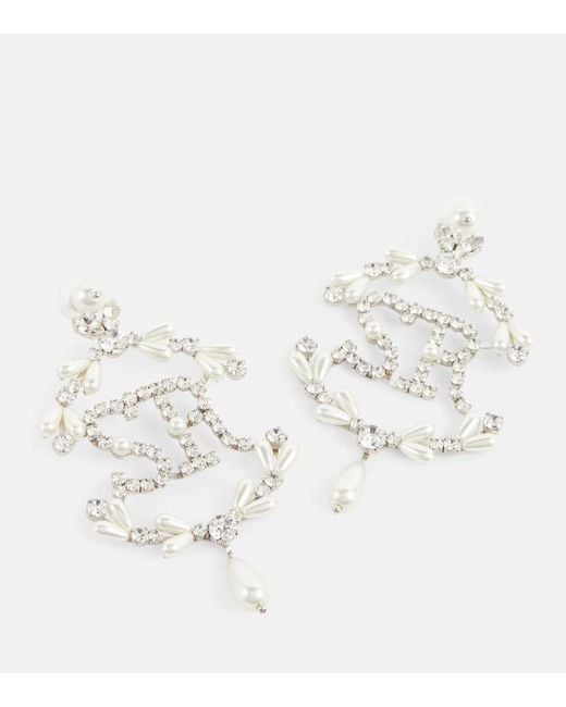 Simone Rocha White Crystal-Embellished Pearl Earrings