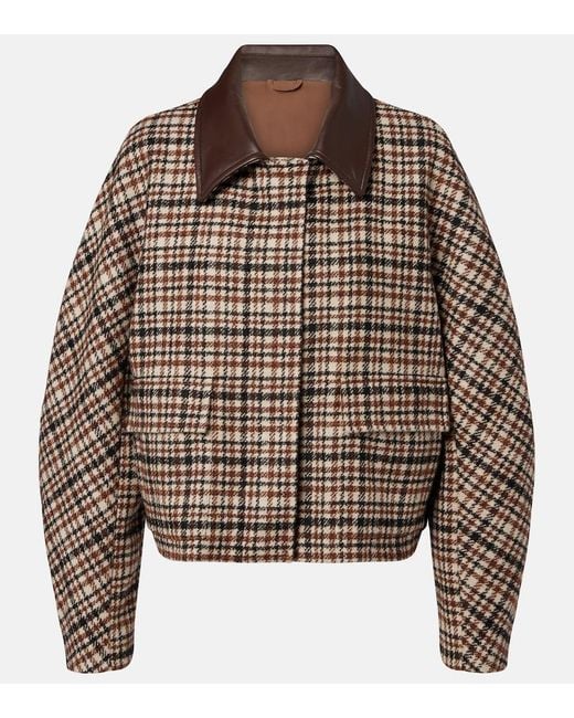 Brunello Cucinelli Brown Checked Wool And Alpaca-Blend Jacket