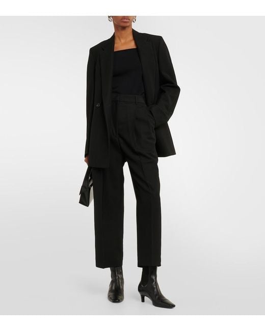Totême Black High-Rise Cropped Straight Pants