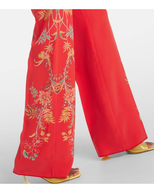 Pantalon ample en crepe de soie a fleurs Etro en coloris Red