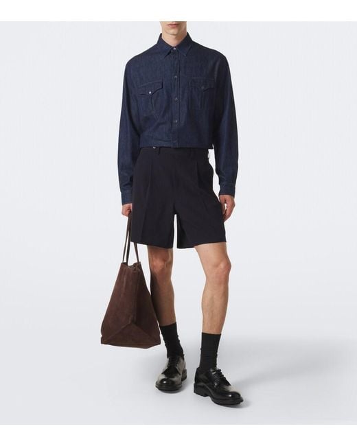 Jil Sander Blue Cotton Chambray Shirt for men