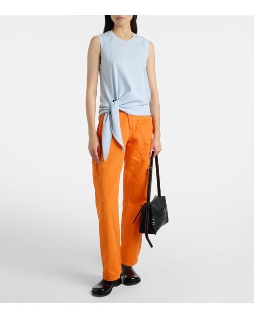 J.W. Anderson Orange Embroidered High-Rise Straight Jeans