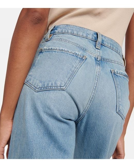 FRAME Blue Le Jane High-Rise Wide-Leg Jeans
