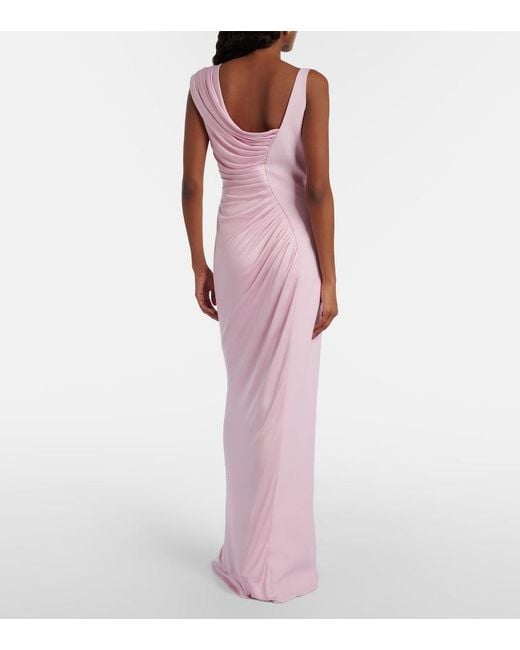 Versace Pink Draped One-Shoulder Ruched Gown