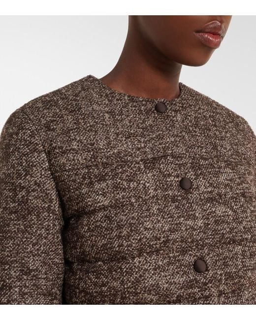 Agnona Brown Cropped Wool-Blend Puffer Jacket