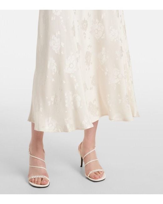 Rixo White Sandrine Floral Jacquard Midi Dress