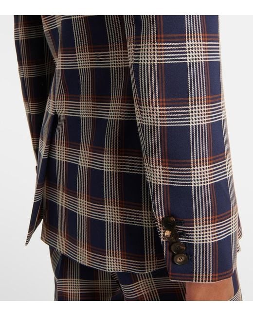 Etro Blue Maxi Check Tweed Jacket