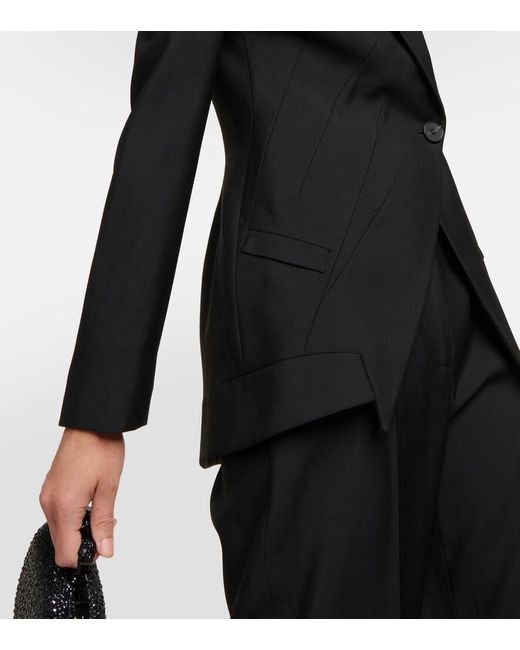 Blazer in lana asimmetrico di Alexander McQueen in Black
