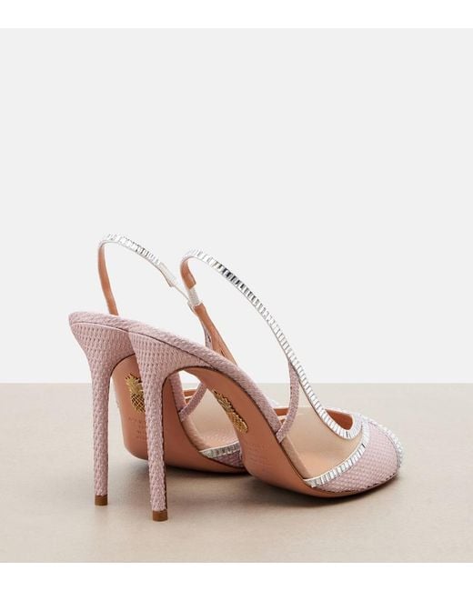 Aquazzura Pink Wild Aurora Embellished Slingback Sandals