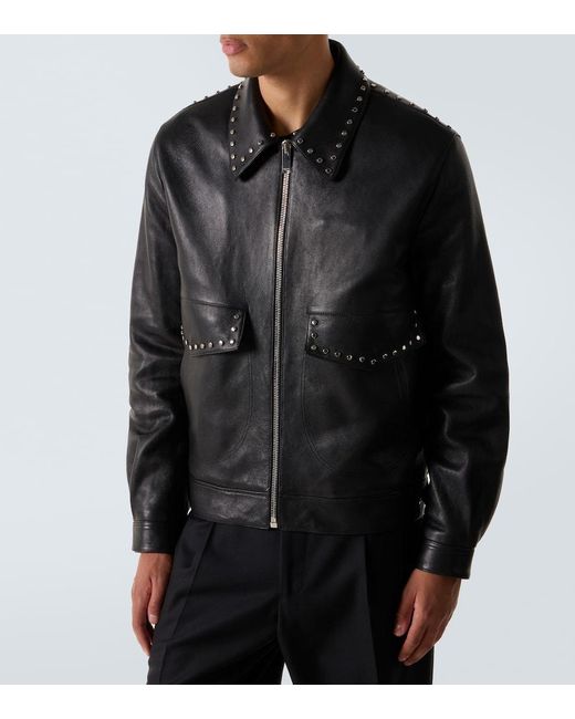 Alexander McQueen Verzierte Lederjacke in Black für Herren
