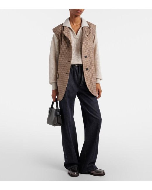 Brunello Cucinelli White Open-Knit Polo Sweater