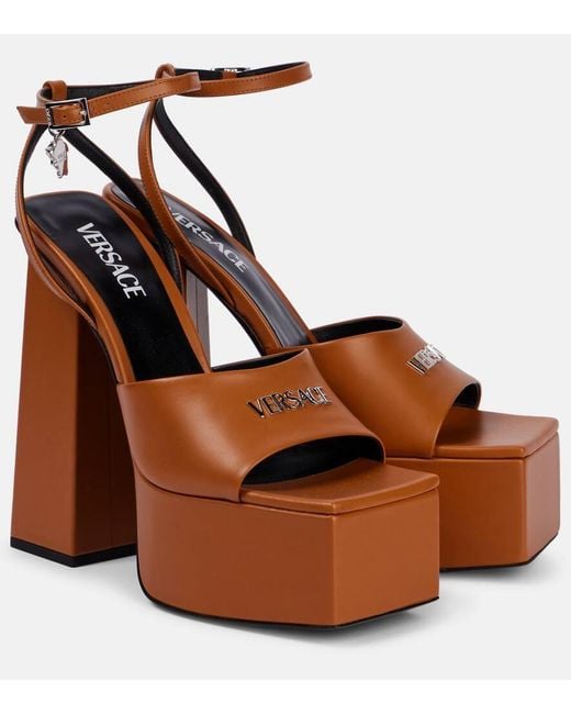 Versace Brown 150 Leather Platform Sandals