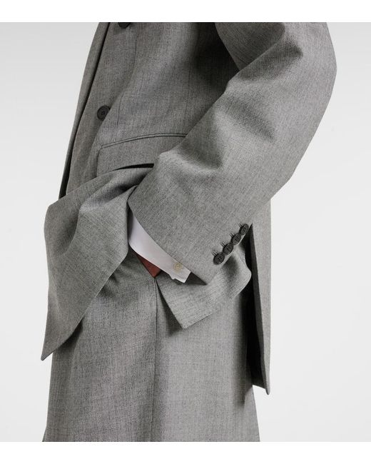 Saint Laurent Gray Double-Breasted Wool Twill Blazer