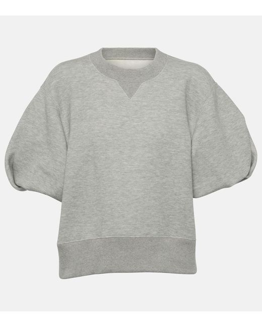 Sacai Gray Knitted Cotton-blend Top