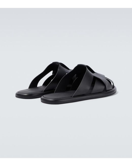 Giorgio Armani Black Leather Sandals for men