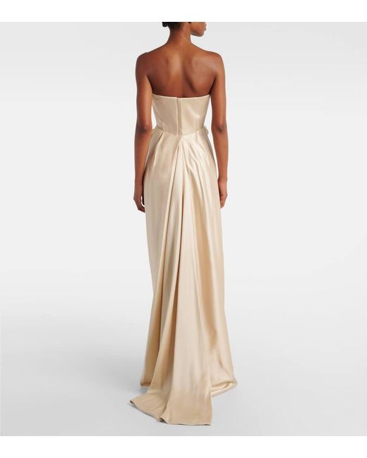 Vivienne Westwood Natural Galaxy Draped Crepe Satin Bustier Gown