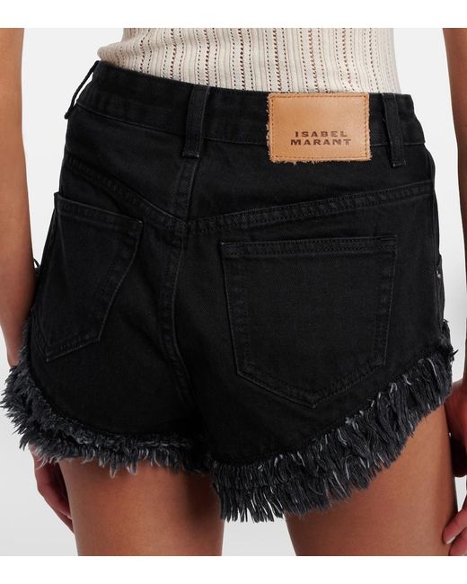 Isabel Marant Black Eneidala Faded Denim Shorts