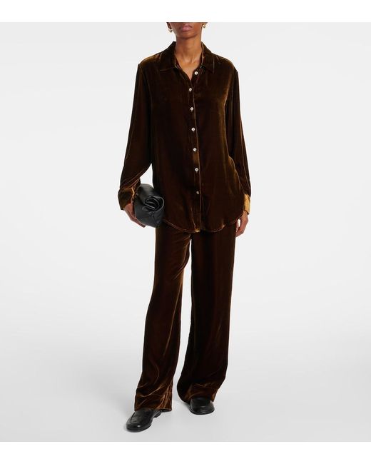 Asceno Brown London Velvet Pajama Pants