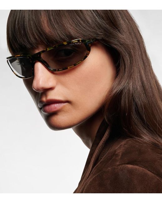 Tom Ford Brown Addison Thin Flat-Top Sunglasses