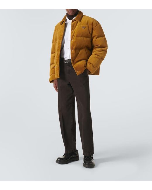 Prada Yellow Cotton Corduroy Puffer Jacket for men