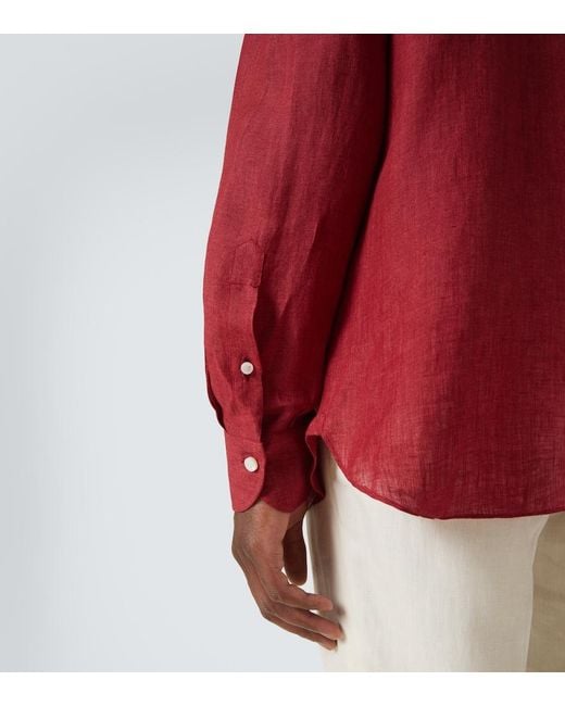 Rubinacci Red Linen Shirt for men