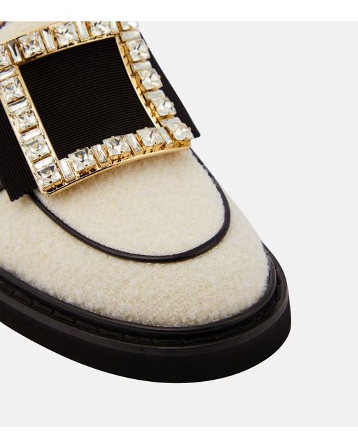 Roger Vivier Black Viv' Rangers Wool Boucle Loafers