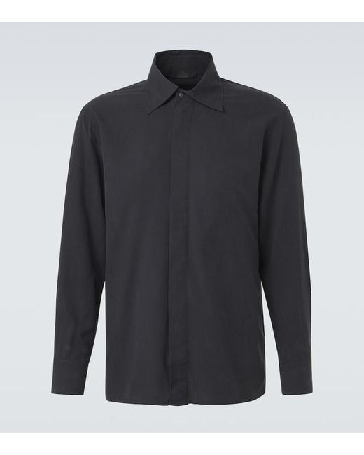 Saman Amel Blue Silk Shirt for men