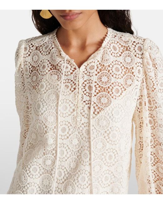 FRAME Natural Cotton Lace Blouse