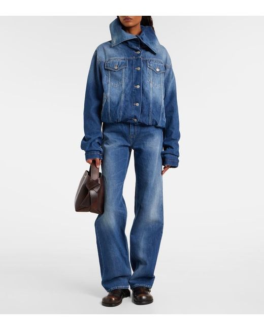 Jeans A Gamba Larga E Vita Bassa di Acne in Blue
