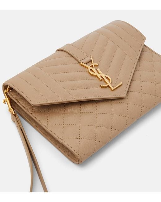 Saint Laurent Natural Envelope Matelasse Leather Clutch