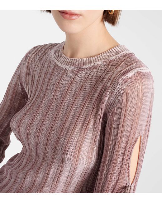 Acne Pink Ribbed-knit Cotton-blend Sweater