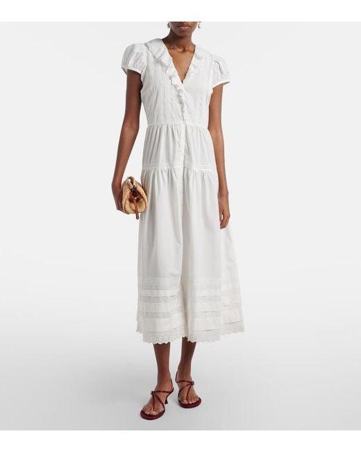 Doen White Midikleid Eliette Aus Baumwolle
